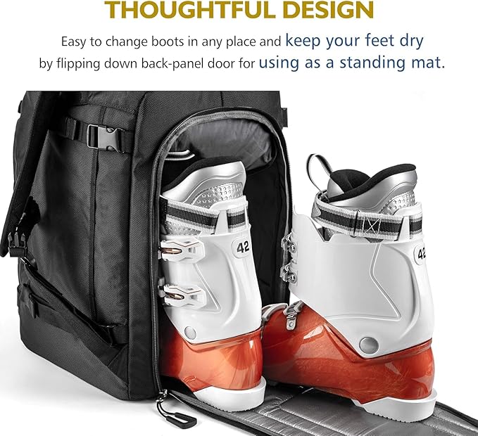Unigear Ski Boot Bag, 70L Ski Boot Travel Backpack for Ski Helmet, Goggles, Gloves, Skis, Snowboard & Accessories（Black）-StrideForce Fitness