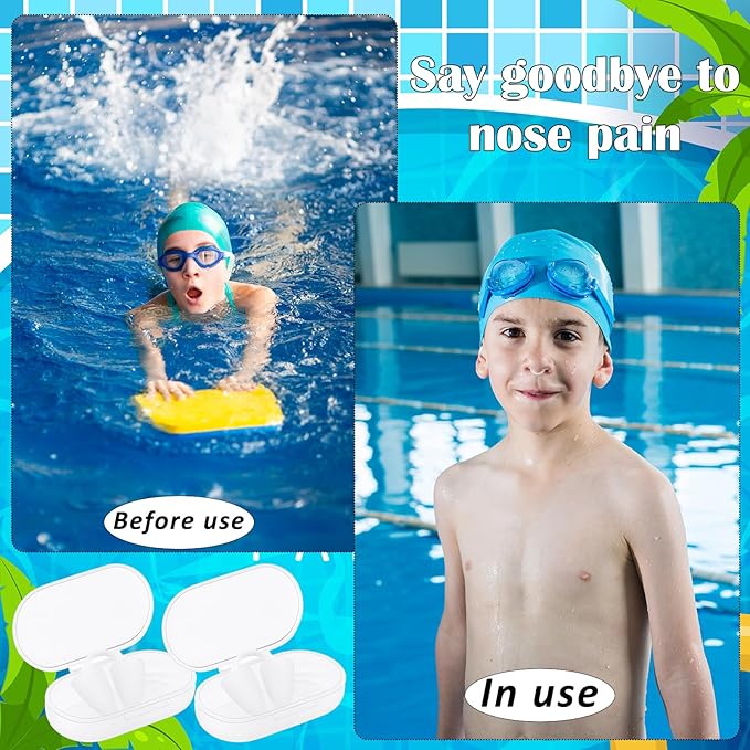 2 Pack Nose Plugs for Swimming for Adults and Kids (Age 7-12), Waterproof Soft Silicone Swimming Protectors Nose Block Nostril Plugs for Swimmers Surfers Water Sports-StrideForce Fitness