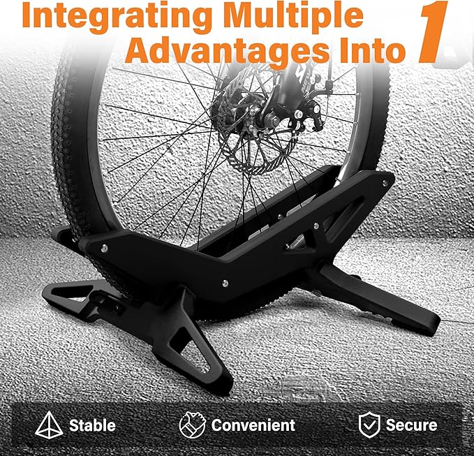 Adjustable Bike Parking Stand Fits 16-29 Inch Bicycles, Compatible with 23c-3.0 Tire Width – Heavy-Duty Plastic, Easy Installation, Stylish Two-Tone Design (Black)-StrideForce Fitness