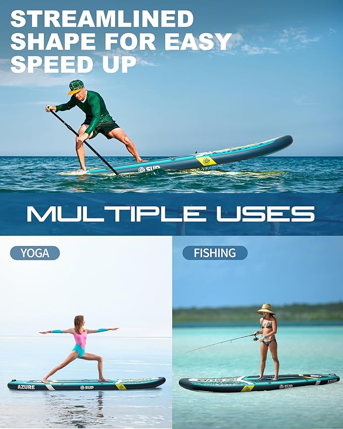 ESUP Inflatable Stand Up Paddle Board with Cup seat 33"/35" Wide Durable SUP, 11'/11'6" Stable Inflatable Paddle Boards for Adults & Youth of All Skill Levels-StrideForce Fitness