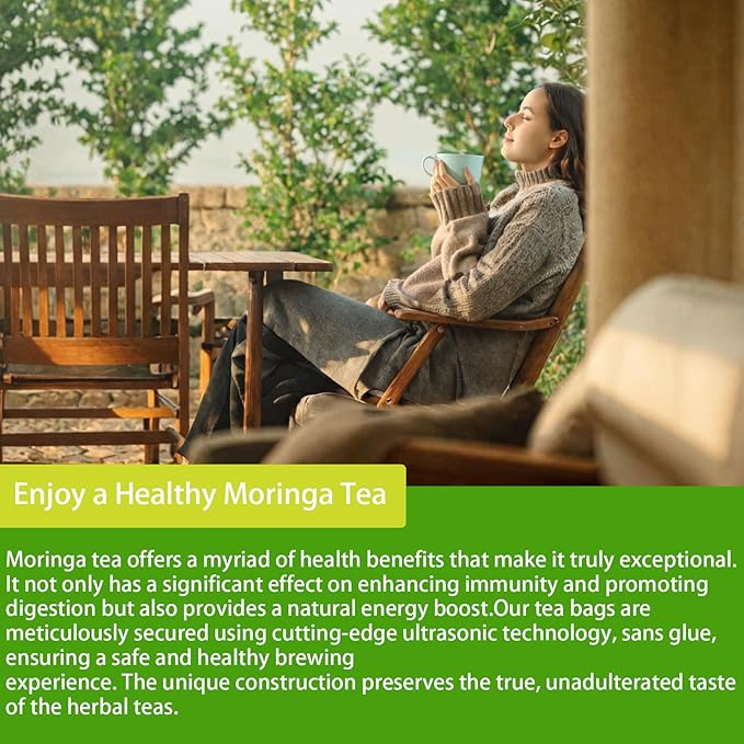 Samcci - Moringa Tea - 50 Tea Bags - Pure Moringa Leaves, Herbal Tea for Supporting Digestion & Immune System - Non-GMO - Vegan - Caffeine-Free - Natural Herbal-StrideForce Fitness