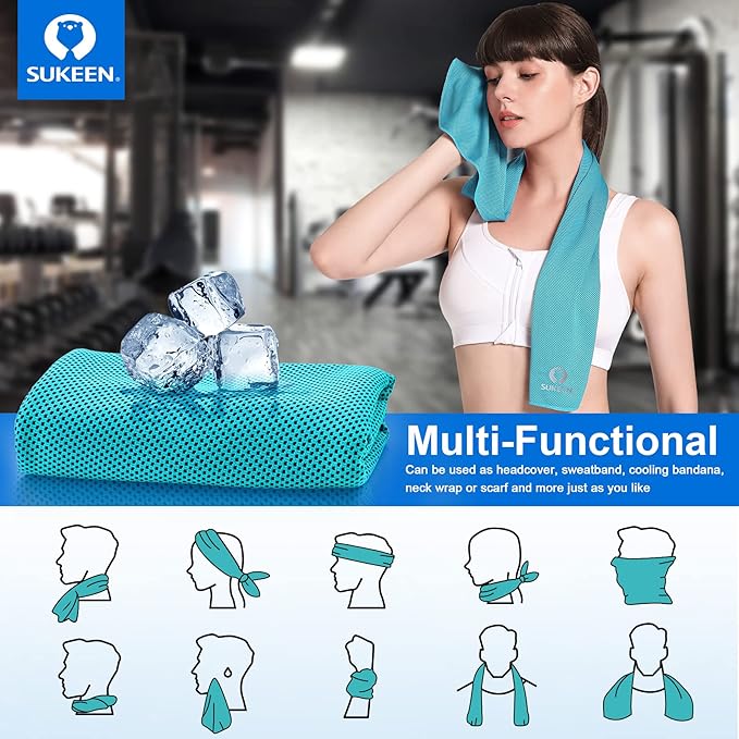 Sukeen Cooling Towel,Instant Evaporative Cooling for Sports,Yoga,Golf,Gym,Neck,Workout and More(40”x 12”)-StrideForce Fitness