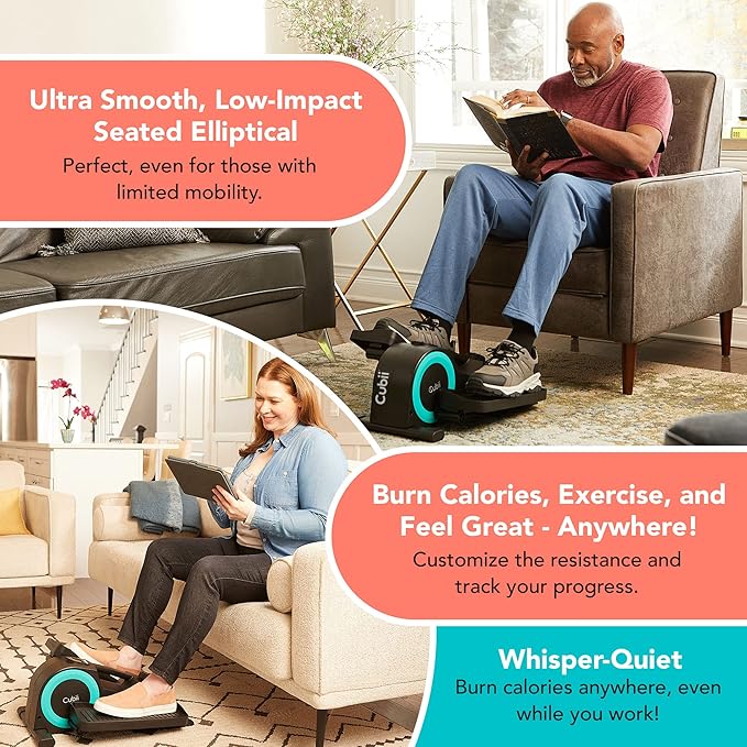 Cubii JR1, Under Desk Elliptical, Under Desk Bike Pedal Exerciser, Seated Elliptical, Work from Home Fitness, Mini Elliptical Machines for Home Use, Cubii Exerciser for Seniors, Desk Exercise-StrideForce Fitness