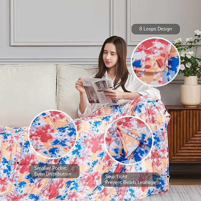 L'AGRATY Weighted Blanket - 48"x72" 15lbs Cooling Breathable Heavy Blanket with Glass Beads for Adult All-Season-StrideForce Fitness