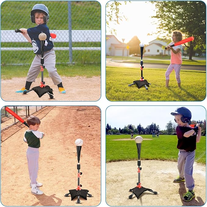 Baseball Tee for Kids,Youth Stand Set,Teeball Set,Youth Baseball,Softball Batting Tee Set,Easy Adjustable Height-StrideForce Fitness
