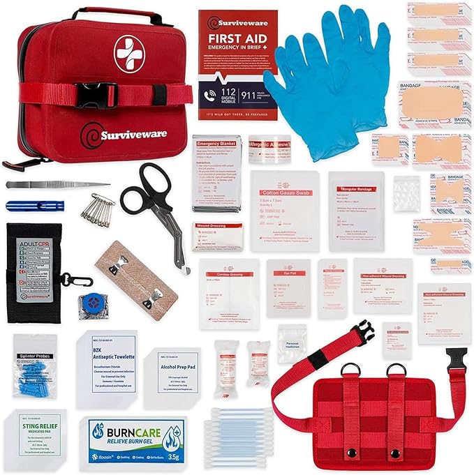 Surviveware 184 Pcs Waterproof Premium Survival First Aid Kit - Survival Emergency Preparedness for Travel Camping Gear, Survival Kit and Outdoor Emergencies - Survival Kit-StrideForce Fitness