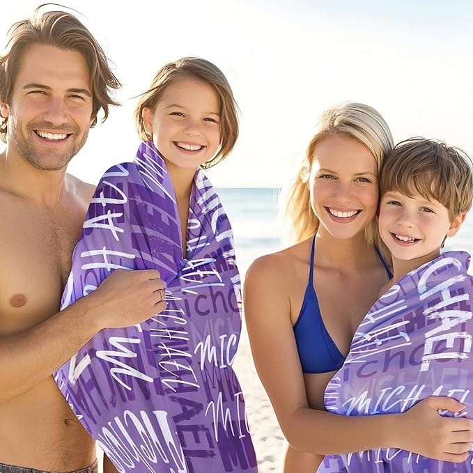 JML Personalized Beach Towel with Name, Custom Beach Towel with Name, Customized Microfiber Pool Towel, Quick Dry & Absorbent Swim Towel for Adult,Anniversary, Birthday, Summer Holiday,Vacation-StrideForce Fitness