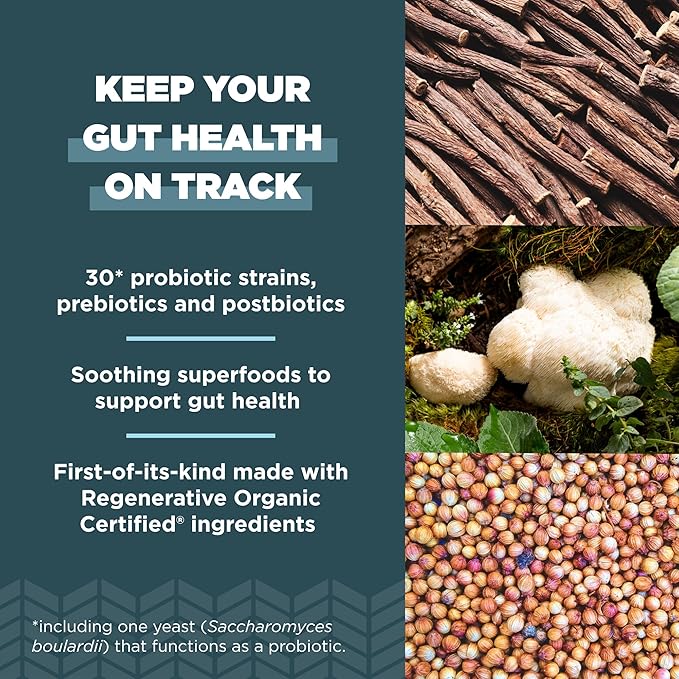Ancient Nutrition Regenerative Organic Certified Probiotics for Gut Recovery, Probiotics Gut Recovery, for Healthy Digestion and Immune System Function Support, 50 Billion CFUs* Per Serving, 60 Count-StrideForce Fitness