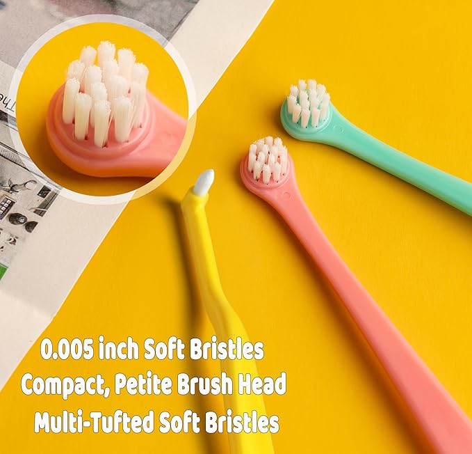 E.M&S.T by Emmeliestella Small Dog & Cat Toothbrush Kit，Micro Head, Kitten Toothbrush, Finger Brush, Starter Kit, Round & Pointed Design, Pet Dental Care, Soft Bristles, Multi-Angle, Deep Clean, 5PCS