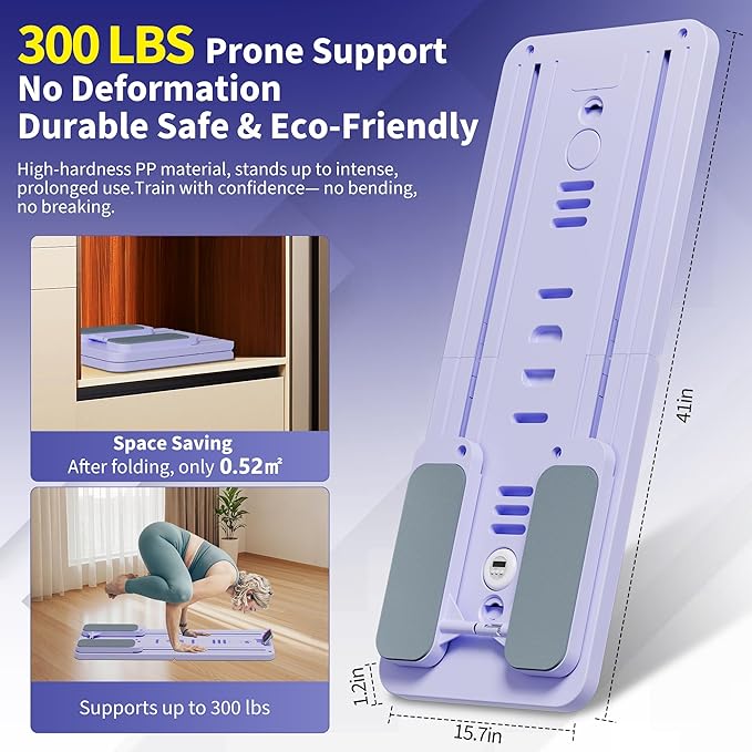 Pilates Reformer Set, ESBANY Pilates Board with Phone Holder, Multi-Purpose Foldable Pilates Reformer Machine, Portable Home Pilates Slider Board Equipment for Home Workout, Fitness, Exercise, Abs-StrideForce Fitness