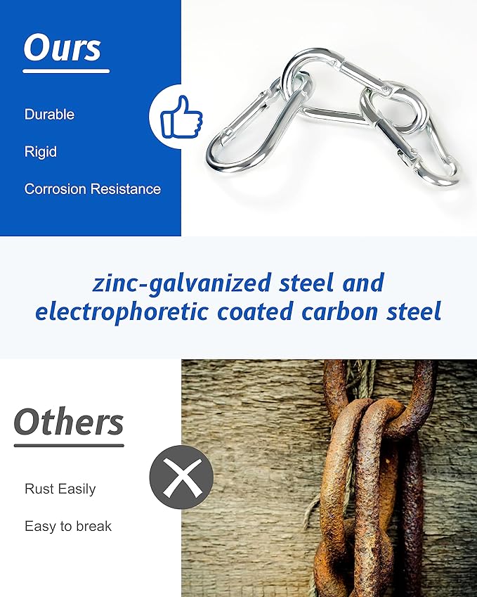 Small Carabiner Clip, 30pcs 1.57inch Mini Carabiners Clips, M4 Stainless Steel Spring Snap Hook Heavy Duty, Locking Carribenares for Climbing Hiking Camping Fishing-StrideForce Fitness