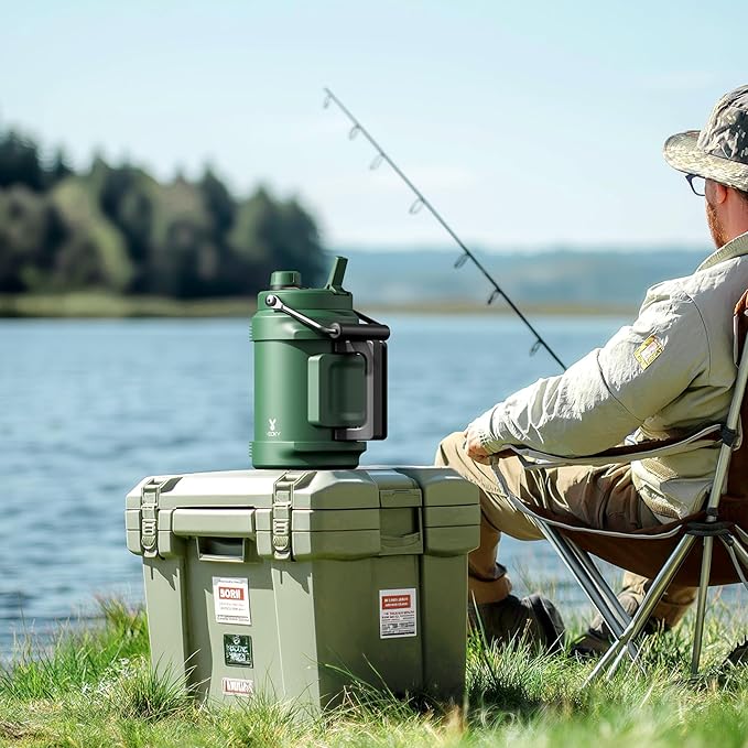 Meoky 1 Gallon Insulated Water Bottle for Travel 128 oz Triple Wall Vacuum Stainless Steel Water Jug - Top and Side Handles, Cold for 48 Hrs, 2-in-1 Straw and Spout Lid, Leak Proof for Work (Silver)-StrideForce Fitness