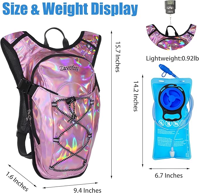 Reflective Hydration Backpack, Hydration Pack - Water Backpack with 2L/3L Hydration Bladder, Essential for Festivals - Rave Hydration Pack for Hiking, Running, Cycling, and Festivals-StrideForce Fitness