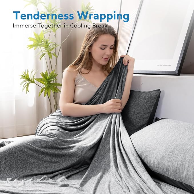 HOMFINE Cooling Blankets for Hot Sleepers - Summer Blanket Thin Lightweight Breathable Soft Double Side Enhanced Cooling for Bed Couch Sofa, Keep Cool for Night Sweats (Black, 60 x 80 inches)-StrideForce Fitness