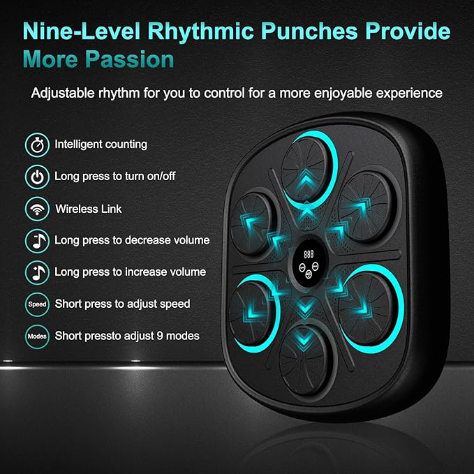 2025 New Model Smart Music Boxing Machine for Adults and Kids, Training Machine with LED Electronic Wall Mounted, Home Indoor Workout Equipment with Premium Boxing Gloves-StrideForce Fitness