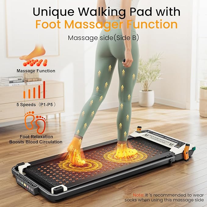 Walking Pad with Incline - Dual-Sided 2 in 1 Under Desk Treadmill with Shiatsu Foot Massager, 330LBs Walking Pad Treadmills for Home and Office, LED Display and Remote Control-StrideForce Fitness