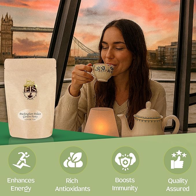 English Tea Store Buckingham Palace Garden Party Tea - 4oz | Loose Leaf Black Tea with Earl Grey and Jasmine Notes | British Royal-Inspired Afternoon Blend | Medium Body Floral Flavor-StrideForce Fitness