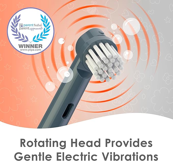 Brusheez Kids’ Electric Toothbrush Set - Safe & Effective for Ages 3+ - Parent Tested & Approved with Gentle Bristles, 2 Brush Heads, Rinse Cup, 2-Minute Timer, & Storage Base (Shadow The Shark)