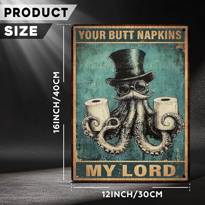 Funny Octopus Retro Metal Tin Sign Nautical Bathroom Decor Toilet Restroom Funky Home Decor Wall Art Sign 12 * 16inch-StrideForce Fitness