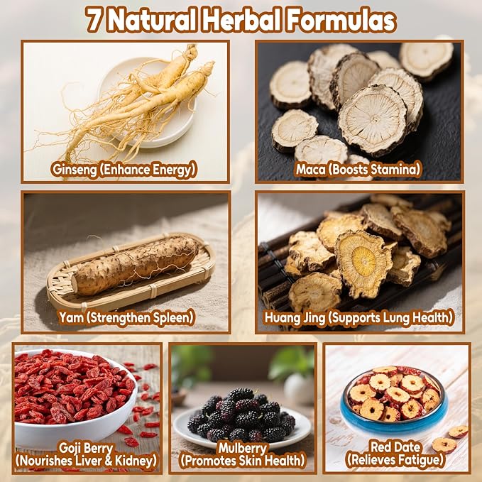 TEARELAE - Ginseng Six Treasure Tea - 10g x 25 Count - Traditional Chinese Herbal Tea for Kidney & Liver Support, 7 Precious Ingredients - Natural Herbal Blend for Daily Wellness - Caffeine-free-StrideForce Fitness