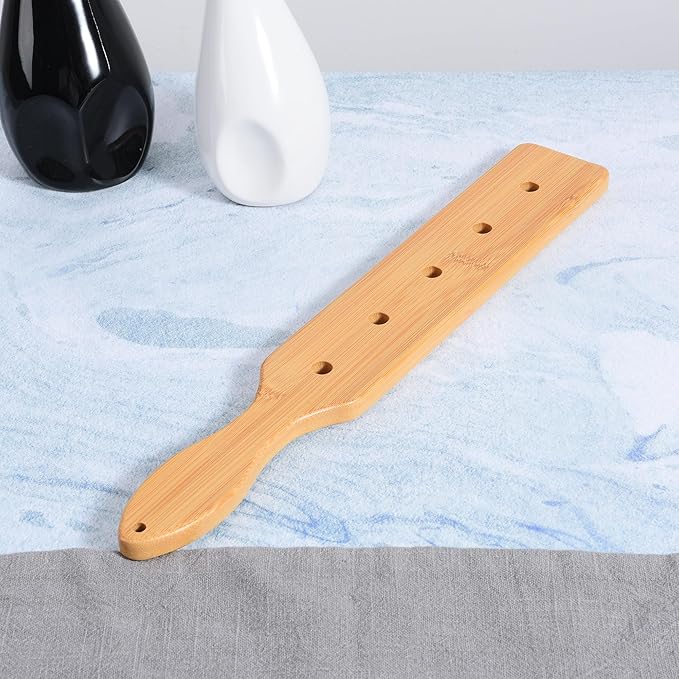 Bamboo Wood Paddle, 14 Inch Wooden Paddle with Airflow Holes-StrideForce Fitness