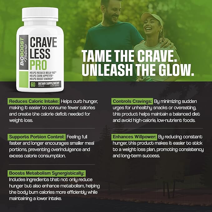 Crave Less MAX | Supports GLP-1 Pathway Function | Weight Loss Pills for Women | Fat Burner to Boost Metabolism, Carb Blocker | 7 Backed Ingredients | 3rd Party Tested - 60 Pills for Adults-StrideForce Fitness