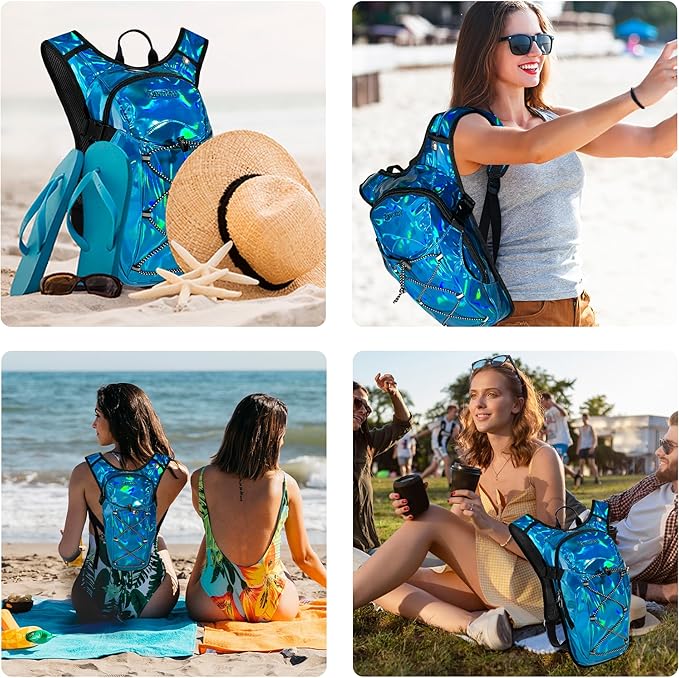 Reflective Hydration Backpack, Hydration Pack - Water Backpack with 2L/3L Hydration Bladder, Essential for Festivals - Rave Hydration Pack for Hiking, Running, Cycling, and Festivals-StrideForce Fitness