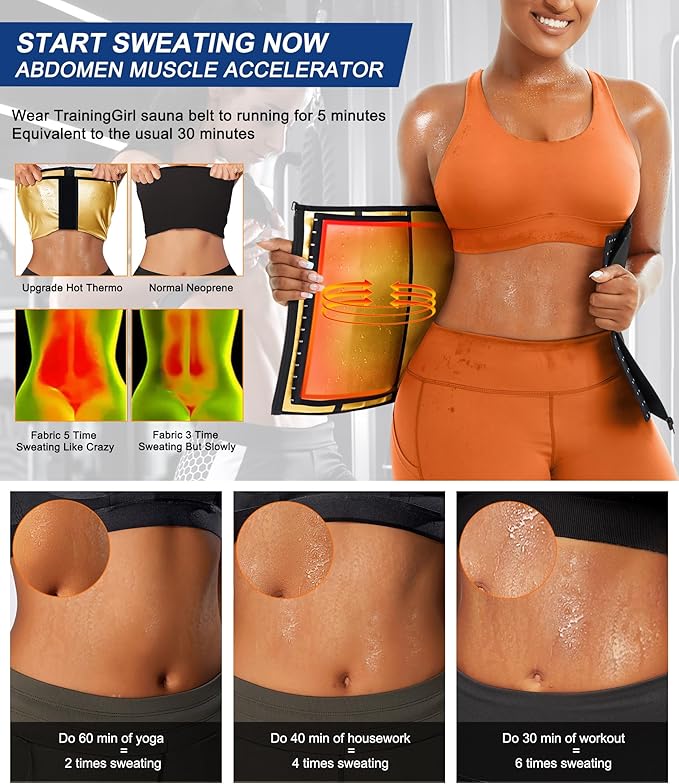TrainingGirl Waist Trainer for Women Lower Belly Waist Trimmer Corset Tummy Wrap Workout Sweat Belt Band Sports Sauna Suit-StrideForce Fitness