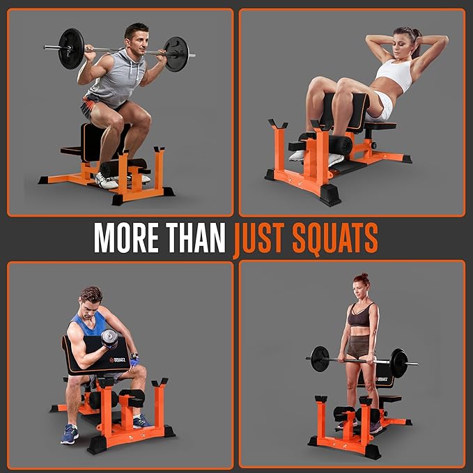 SQUATZ Sissy Squat Machine and Preacher Curl Crunch Rack - Foldable Squatting Bench for Home Gym Workout Station and Leg Exercise - Train Abs, Thighs, and Glutes, Multifunctional Fitness Equipment-StrideForce Fitness
