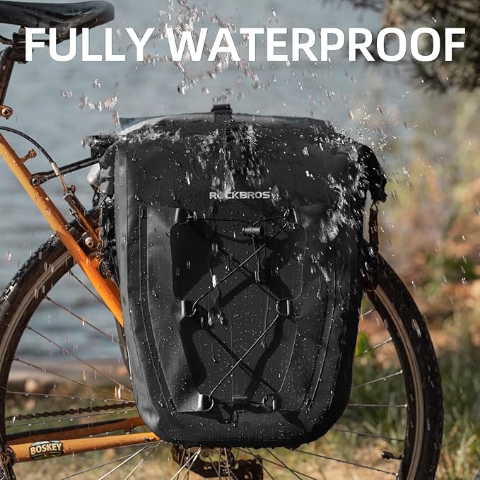 ROCKBROS Bike Panniers Waterproof Rear Rack Bag Max 30L Large Capacity for Cycling Traveling Commuting-StrideForce Fitness