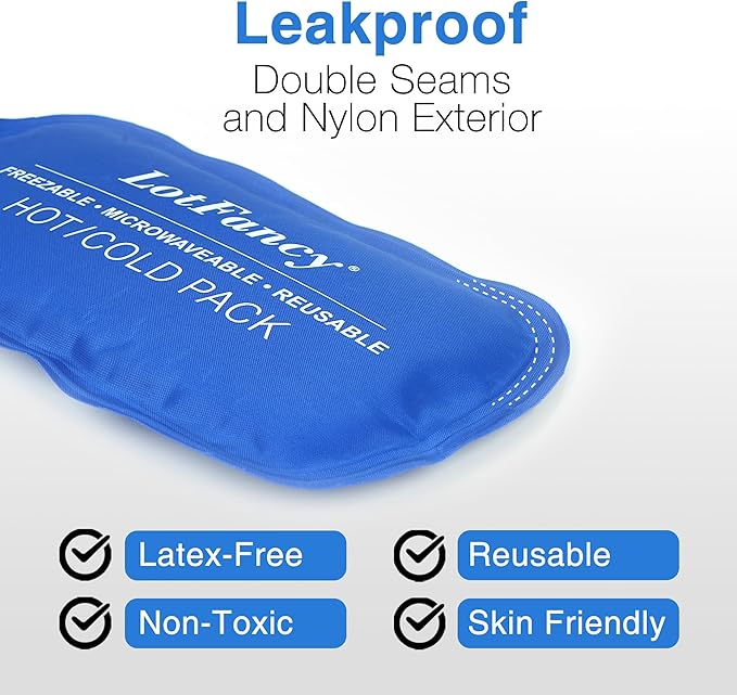 LotFancy Gel Ice Packs, 2pc Reusable Hot Cold Pack for Therapy, Heating Cooling Gel Pad, Pain Relief for Face, Head, TMJ, Wisdom Teeth, Oral Facial Surgery, Sport Injuries, Migraine, Muscle Joint-StrideForce Fitness