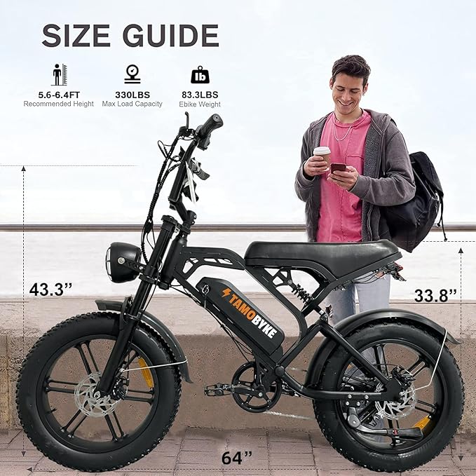 V20 4.0 Electric Bike for Adults,28/30Mph Max Speed,48V15.6Ah Battery,25-68 Miles Max Range, Dual Hydraulic Brakes Ebike,Turning Light, Electric Bike for Commute/Offroad/Rain/Snow Riding.-StrideForce Fitness