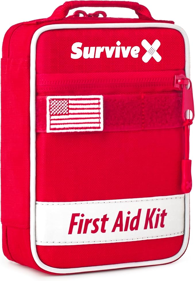 Small First Aid Kit for Car, Travel & Home - Emergency Kit for Hiking, Camping, Backpacking and Outdoors - Includes Zip Stitch Wound Closure Strips-StrideForce Fitness