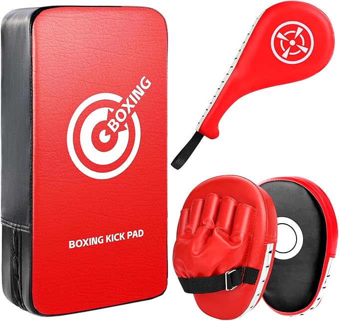 Punching Mitts Kick Pack Set, Boxing Pads Curved Focus Punching Mitts Kickboxing Striking Target Pads for Kids Men Women, Martial Arts Training Equipment for Boxing Taekwondo Karate Muay Thai-StrideForce Fitness