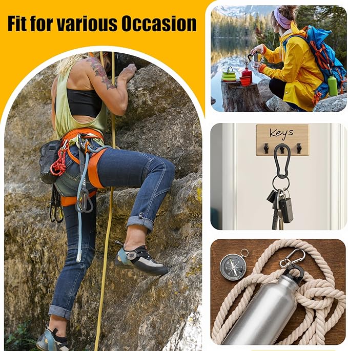 30PCS 3" Black Heavy Duty Spring Snap Hook, M8 5/16" Galvanized Steel Snap Hook Carabiner Quick Link Carabiner Clip, 500LBS Holding Capacity Quick Link Keychain for Swing Hammock Gym Outdoor-StrideForce Fitness