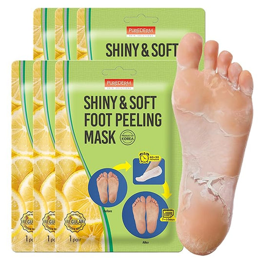 Purederm Shiny & Soft Foot Peeling Mask (6 pack) - For smooth and moist baby skin with Exfoliating peel off Calluses, Dry Skin, Cracked Heels - Men and Women-StrideForce Fitness