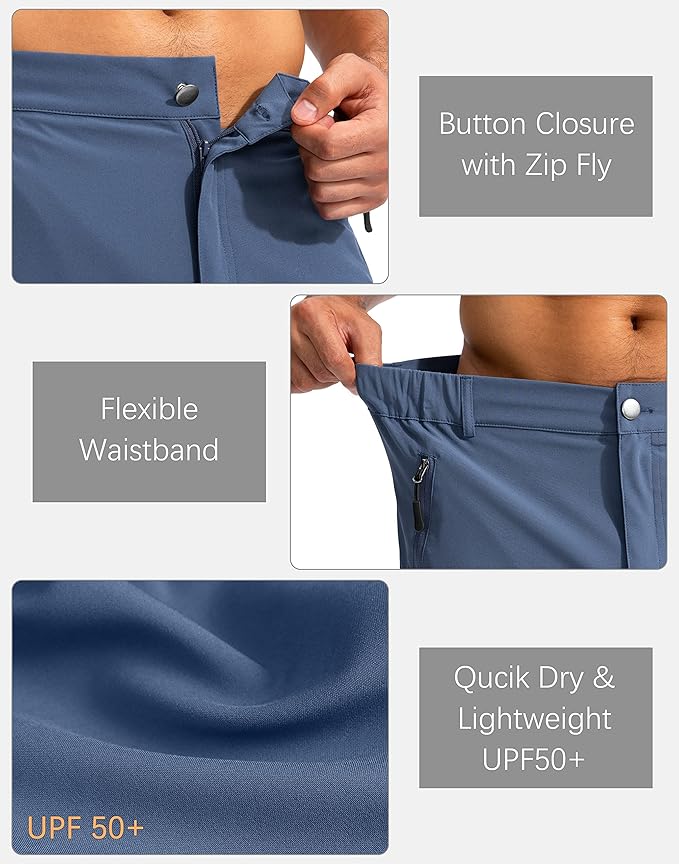 Pudolla Men's Hiking Cargo Shorts 9" Lightweight Outdoor Work Shorts for Men Travel Golf Camping Casual with 5 Zipper Pockets-StrideForce Fitness