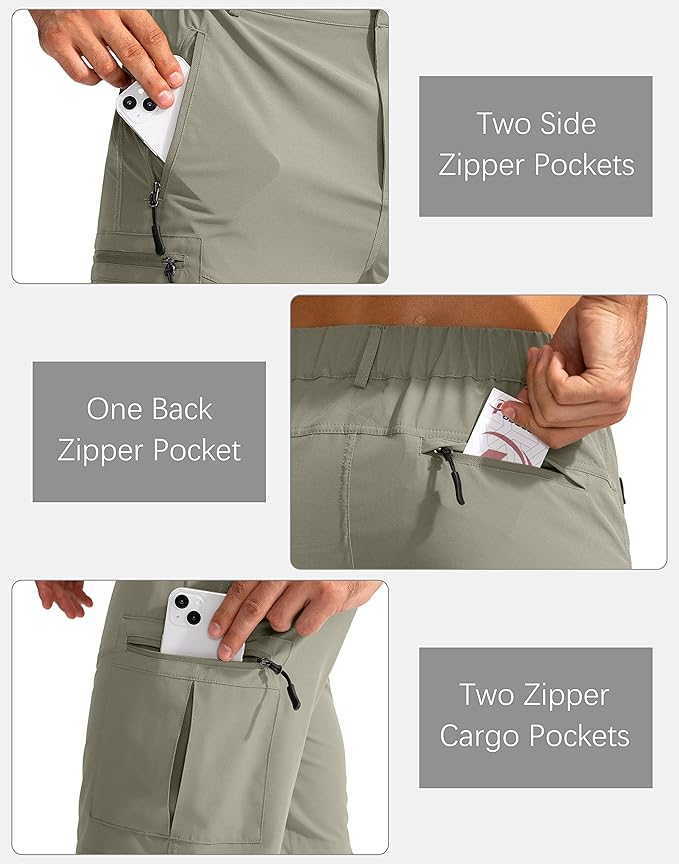 Pudolla Men's Hiking Cargo Shorts 9" Lightweight Outdoor Work Shorts for Men Travel Golf Camping Casual with 5 Zipper Pockets-StrideForce Fitness