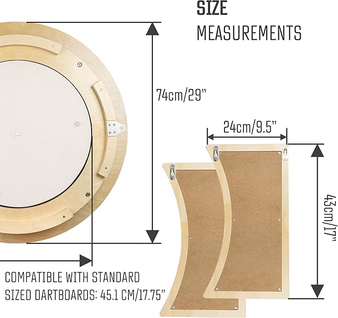Dart Board Cabinet Set with LED Light; Bristle Dartboard, Built in LED Light, Darts and Chalkboards-StrideForce Fitness