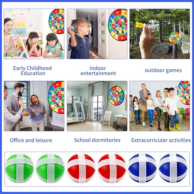 29 Inches Dart Board for Kids，Kids Large Dart Board with Sticky Balls and Darts，Indoor/Outdoor Sport Party Fun Games Toys Birthday Gifts for 3 4 5 6 7 8 9 10 11 12+Year Old Boys Girl-StrideForce Fitness