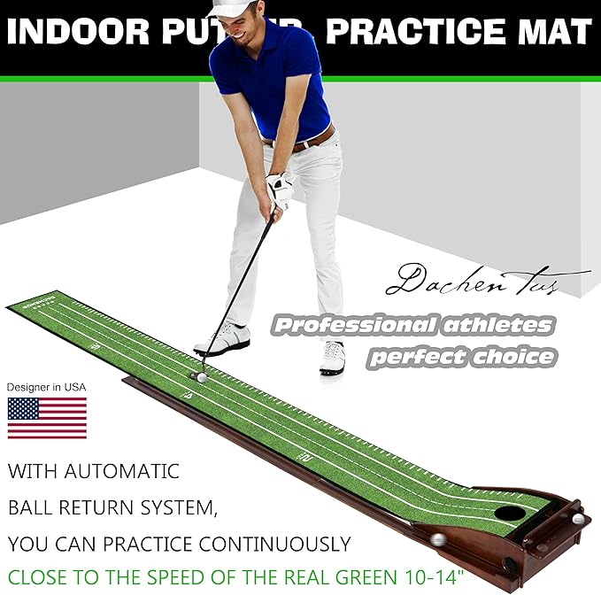 Putting Green Indoor Mat Outdoor Golf Putting Mat with Automatic Ball Return - Ideal for Home, Office, and Outdoor Use-StrideForce Fitness