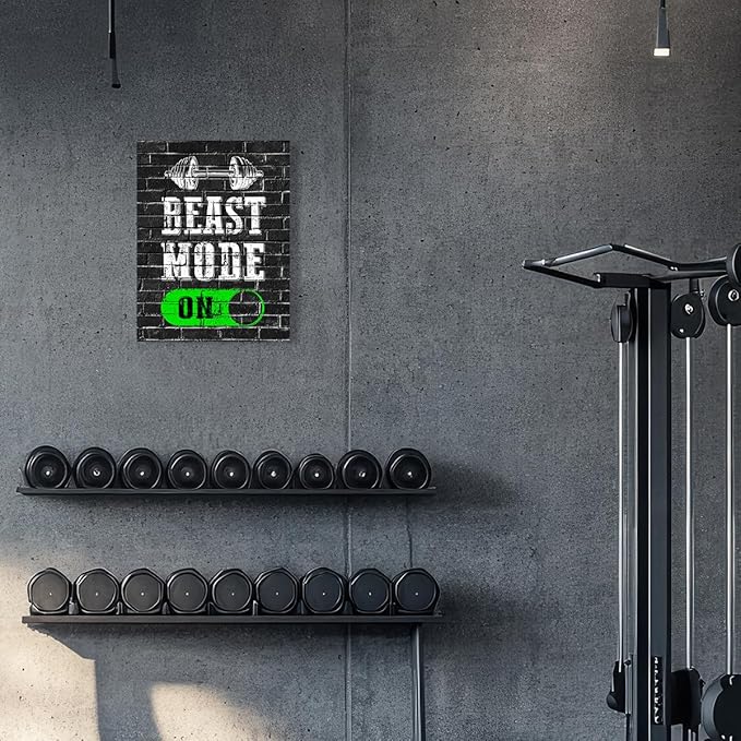 Gym Quotes Wall Art,Inspirational Workout Wall Decor,Beast Mode on Canvas Wall Art for Home Gym Exercise Fitness Room-StrideForce Fitness