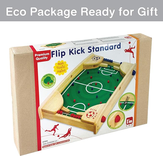 Flipkick: Wooden Tabletop Football/Soccer Pinball Games, Indoor Portable Sport Table Board for Kids and Family-StrideForce Fitness