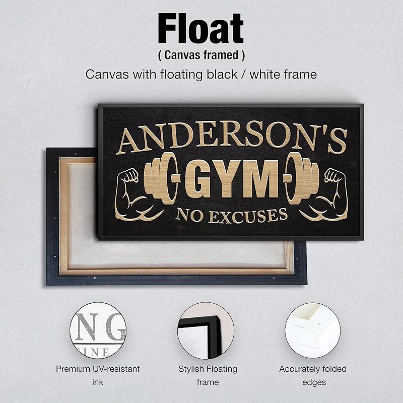 AWESOMETIK GYM Custom Sign Personalized Canvas Wall Decor with Custom Family Name Vintage, Custom Vintage GYM Room Decor, Entertainment Hall Living Room Lounge-StrideForce Fitness