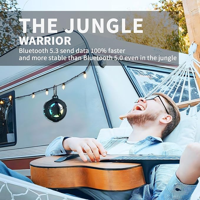 EBODA Bluetooth Shower Speaker, IP67 Waterproof Portable Speakers, Floating, TF Card, Small Outdoor Speaker with LED Light, True Wireless Stereo for Bike, Beach, Paddle Board, Kayak, Gifts-StrideForce Fitness