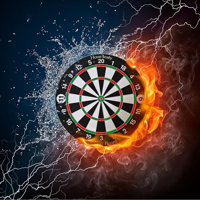 Dart Board, Dart Game Set with 6 Metal Darts and Double-Sided Flocking Dartboard (18 Inches)-StrideForce Fitness