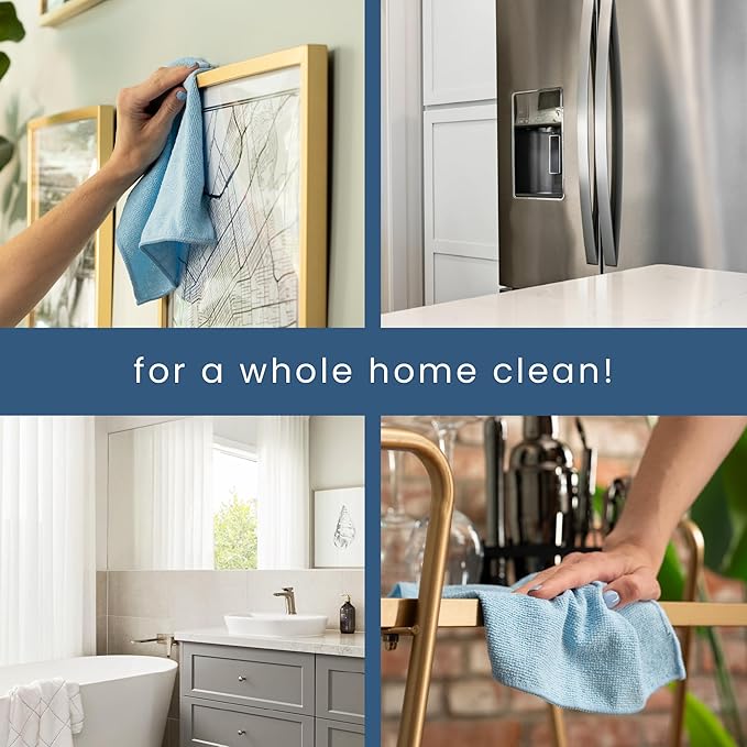 S&T INC. 200 Pack Microfiber Cleaning Cloth, Bulk Towels for Home, Reusable Microfiber Towels for Cars, Cleaning Rags, Light Blue, 11.5 Inches x 11.5 Inches, 200 Count-StrideForce Fitness