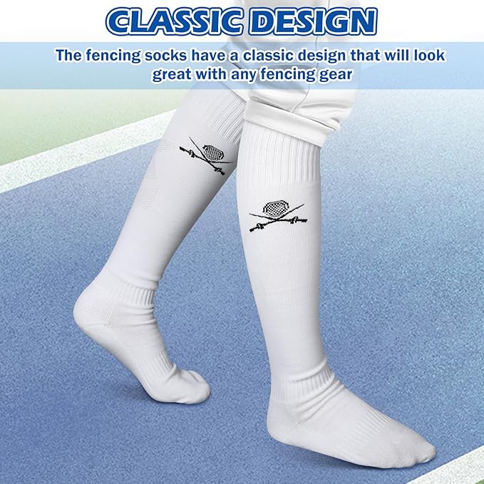 5 Pairs Fencing Socks for Epee Sabre and Foil White Cotton Knee High Socks Comfortable Support Athletic Stockings for Men Youth-StrideForce Fitness