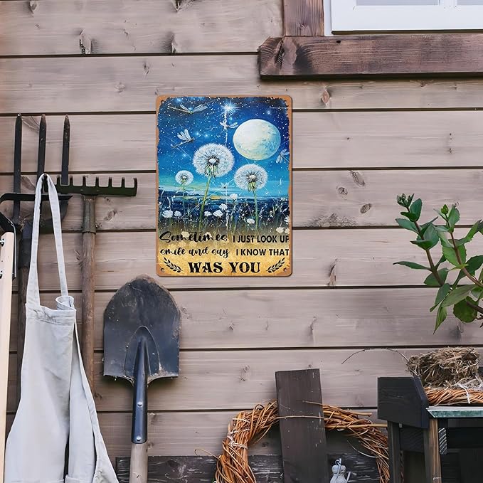 Vintage Dragonfly Tin Sign Sometimes I Just Look Up Smile and Say I Know That was You Retro Metal Poster Funny Wall Art Cafe Office Bar Plub Club Toilet Farm Room Garden Plaque 12 * 16inch-StrideForce Fitness