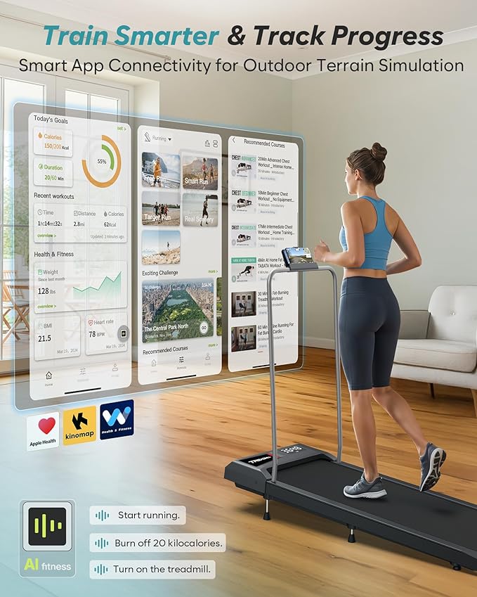 WELLFIT Auto Incline Folding Treadmill - 10% Incline Desk Walking Pad Treadmill with Handlebar, 400 lbs Heavy-Duty Capacity, Space-Saving Quiet Under-Desk Design for Home Office, Seniors & Fitness-StrideForce Fitness